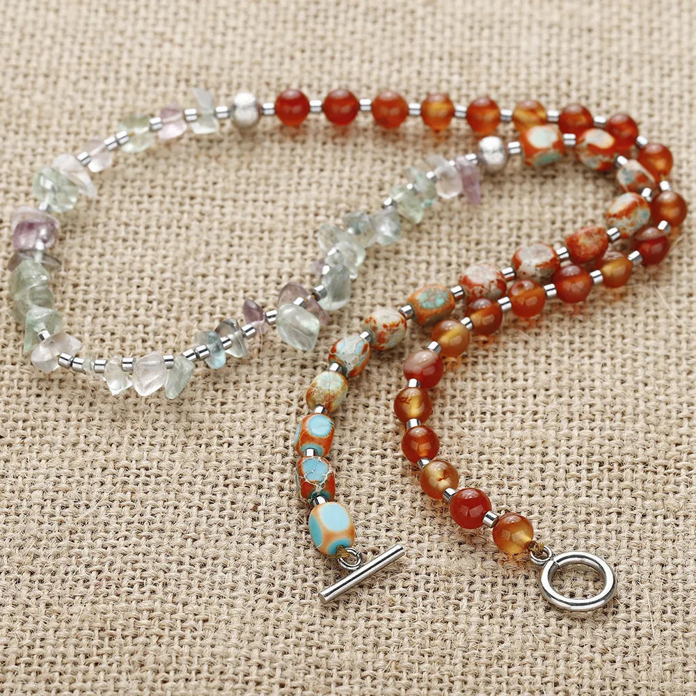 Hand-woven red agate round beads bracelet with Persian Gulf agate and geometry texture design