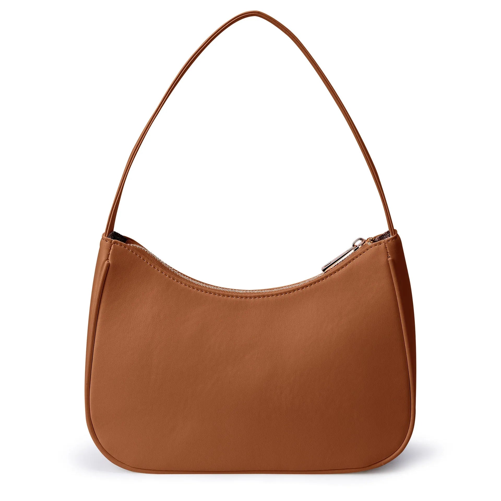 Retro-style waterproof PU leather shoulder bag in apricot colour