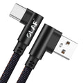 USB charging cable with denim wrapping and aluminium connectors in multiple colour options