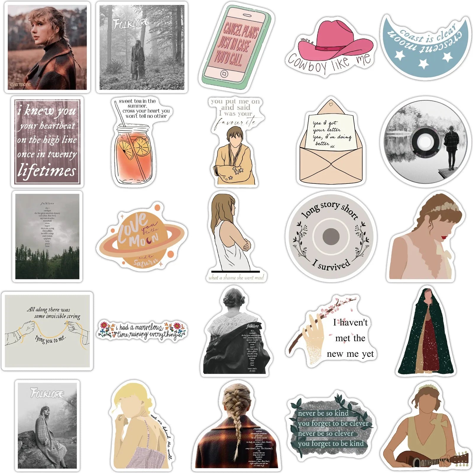 50 waterproof graffiti and cartoon stickers for luggage and notebooks, each measuring 4-6cm.