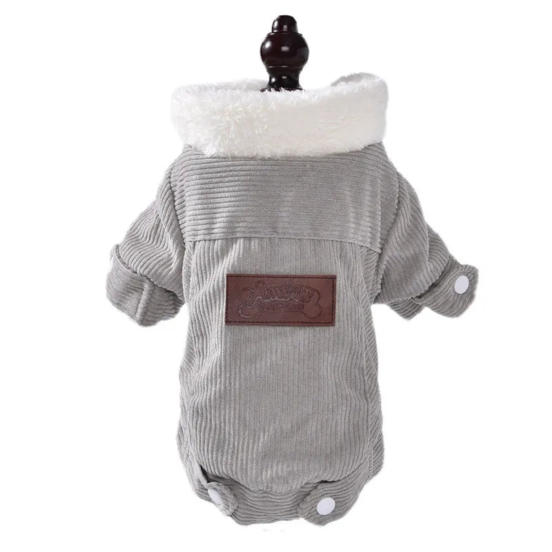 Lambswool dog vest with wool lining in grey or pink, sizes XS to XXL