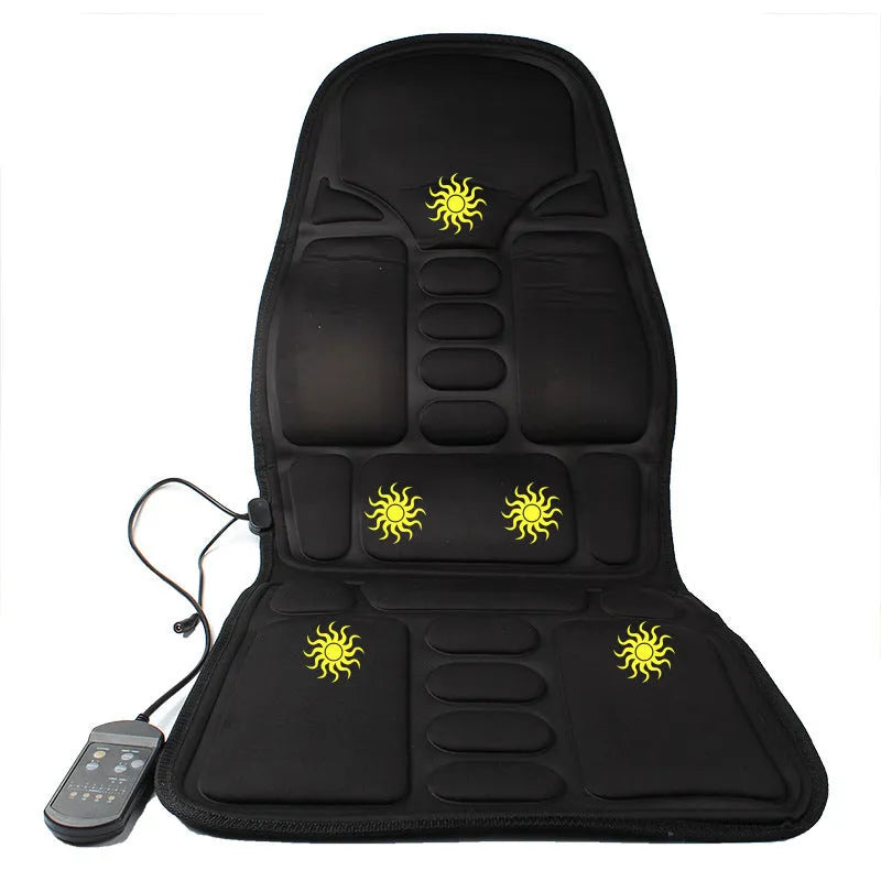 Black heating massage mat with infrared physiotherapy function and adjustable speed control