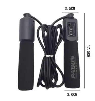 Adjustable 3m fitness skipping rope with sponge handles available in black blue green and red