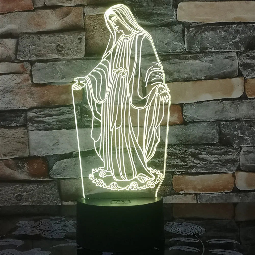 3D LED night light with colour changing modes showing dual-ring pattern on acrylic panel