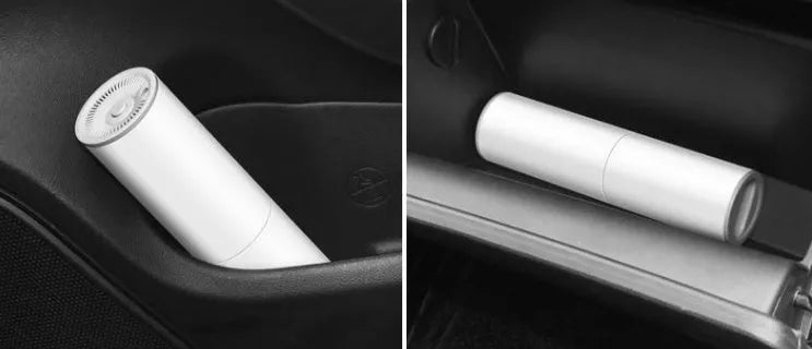 Handheld car vacuum cleaner, 120W 12V, 21.5cm high and 5.4cm diameter, with 3m cord and two nozzles, in white or black