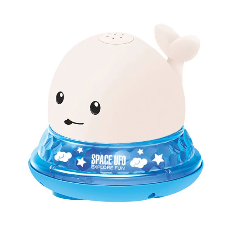 Automatic spray whale bath toy with LED lights floating in water