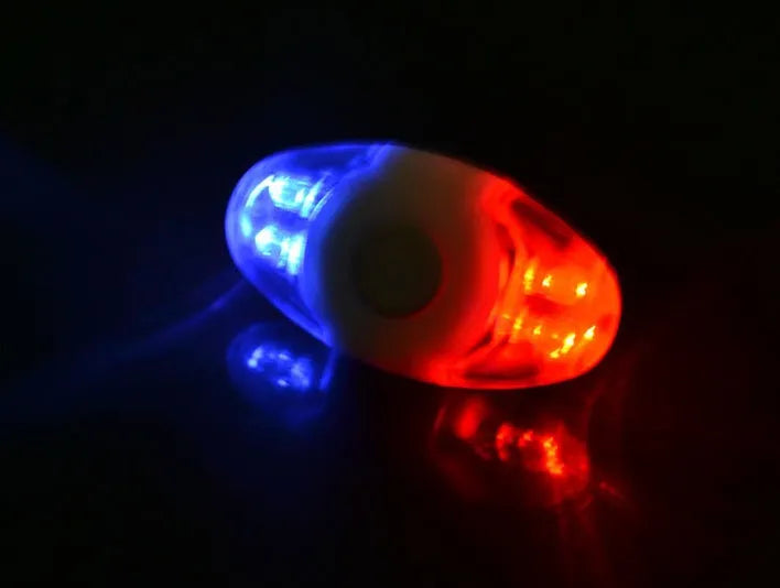 Bicycle tail light with red and blue LED beads and adjustable mounting base