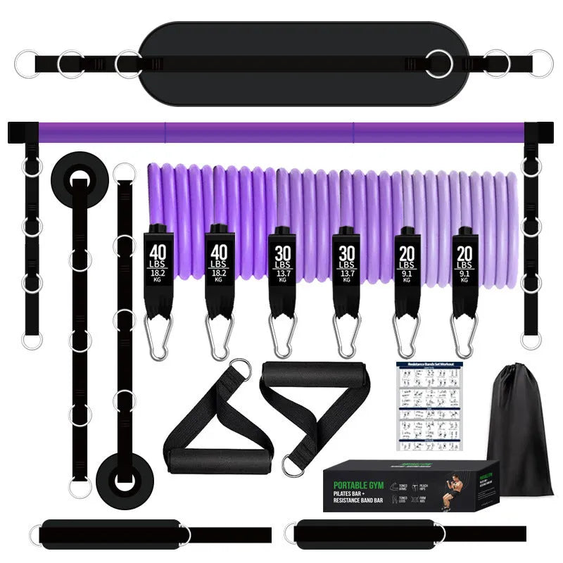 Black TPE 180 lb full suit elastic rehabilitation training household set with yoga fitness kit