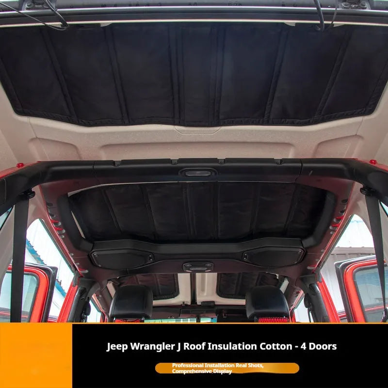 Black car roof insulation mat for Wrangler JL18 made from 600D Oxford cloth, PE board and thermal insulation foam
