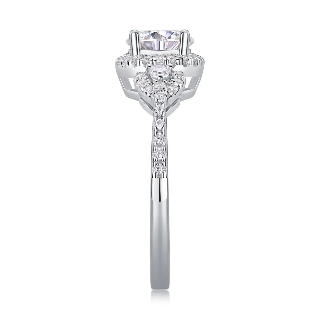 1 carat moissanite ring in S925 silver with platinum plating, sizes 5 to 9, 3.2 grams, with GRA certificate and gift box