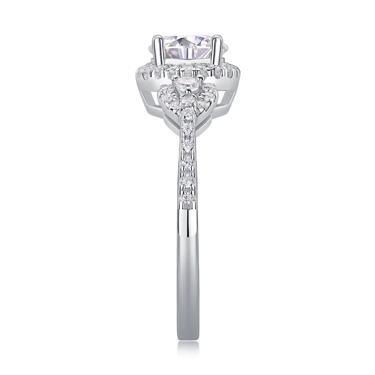 1 carat moissanite ring in S925 silver with platinum plating, sizes 5 to 9, 3.2 grams, with GRA certificate and gift box