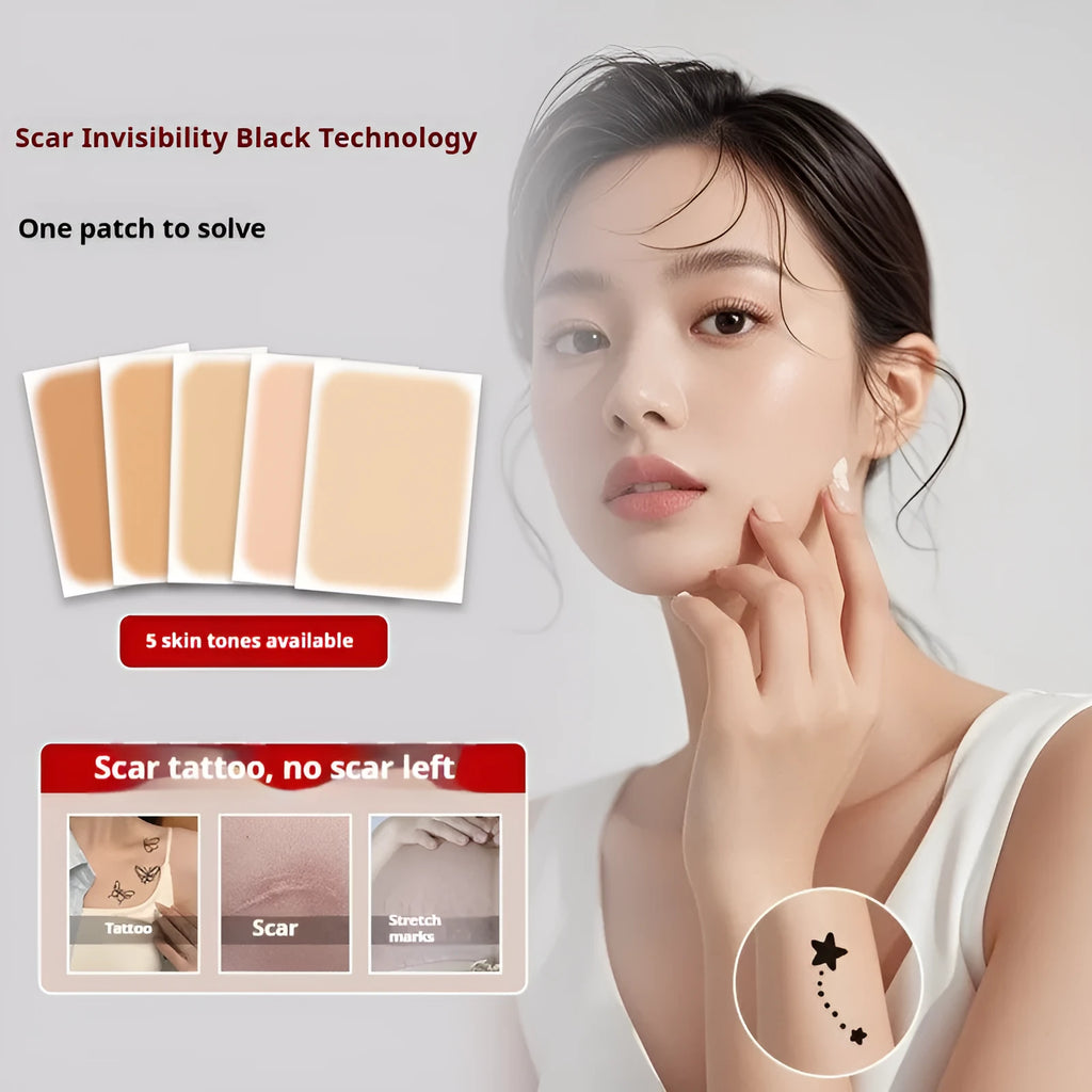 Tattoo cover patch with 130mm concealer brush in six skin-tone shades for birthmark and tattoo coverage