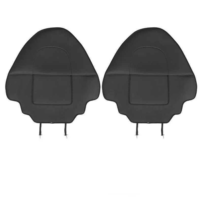 Black leather rear seat anti kick pad set for car upholstery protection