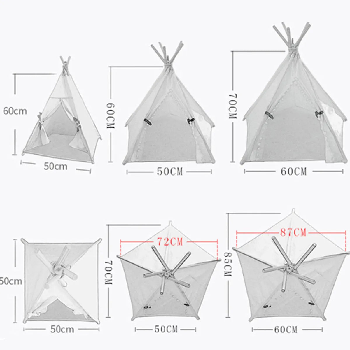White and yellow striped pet teepee tent bed with cushion for small dogs or cats