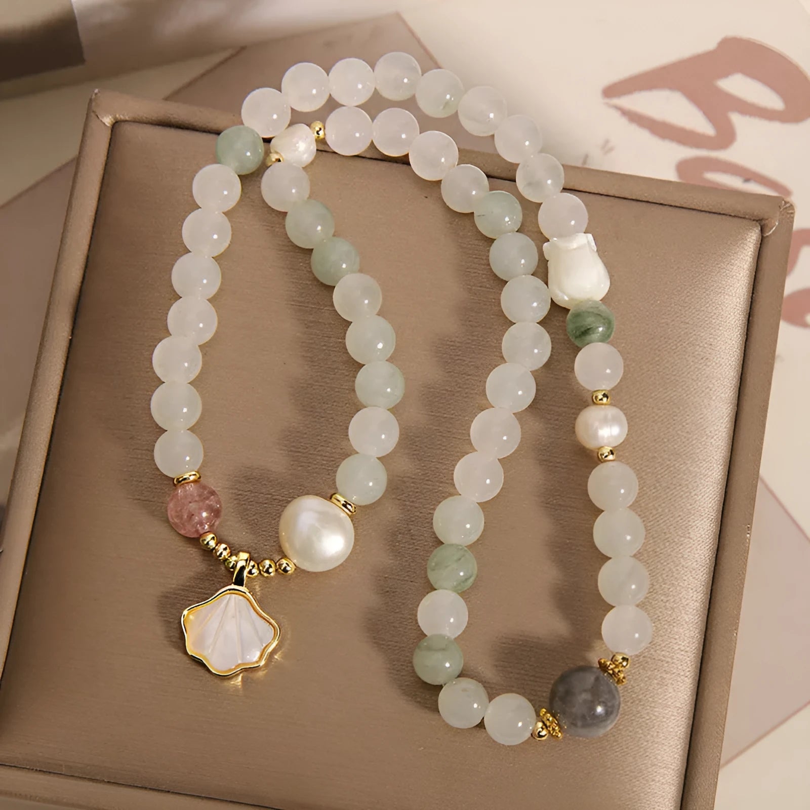 Tianshan emerald green crystal bracelet with gold-plated apricot leaf pendant for women
