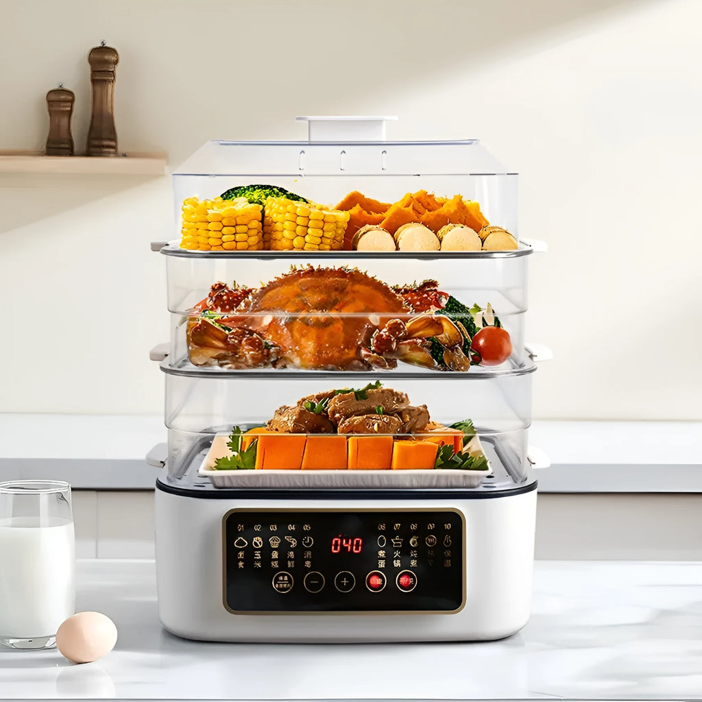 28LPC cooking integrated electric steamer with stainless steel rack showing 420x280x250mm dimensions
