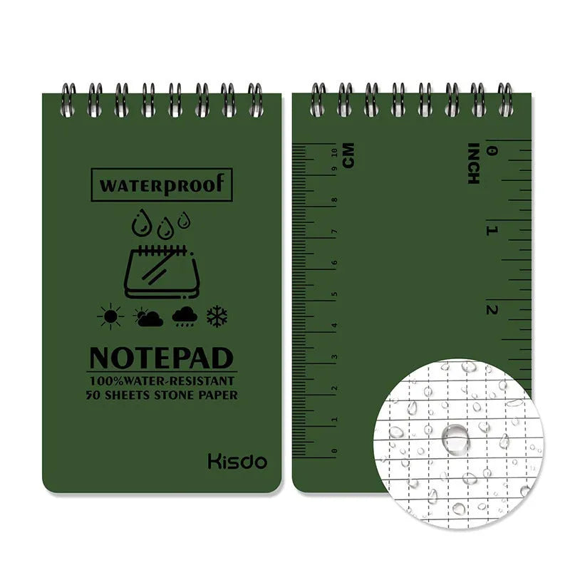 Waterproof spiral notebook with PP cover and stone paper pages in multiple colour options