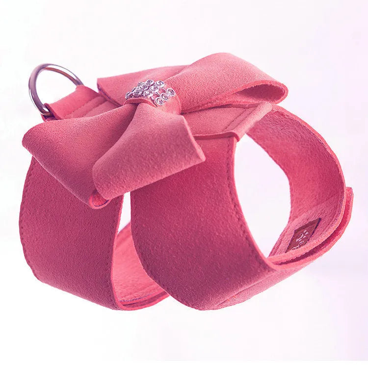 Colourful puppy chest strap with decorative bowknot for small dog harness attachment