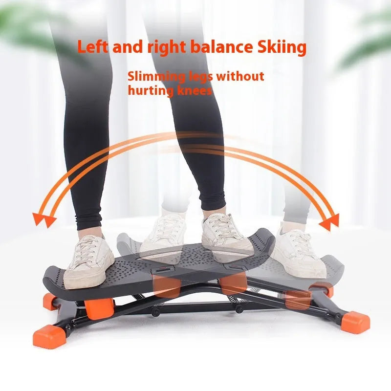 JS101A black mini fitness skiing machine with elastic hand straps for home workouts
