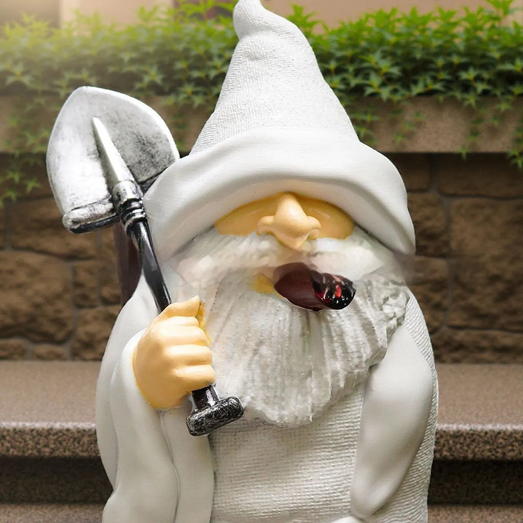 Christmas resin ornament with smoking shovel dwarf design for garden decoration