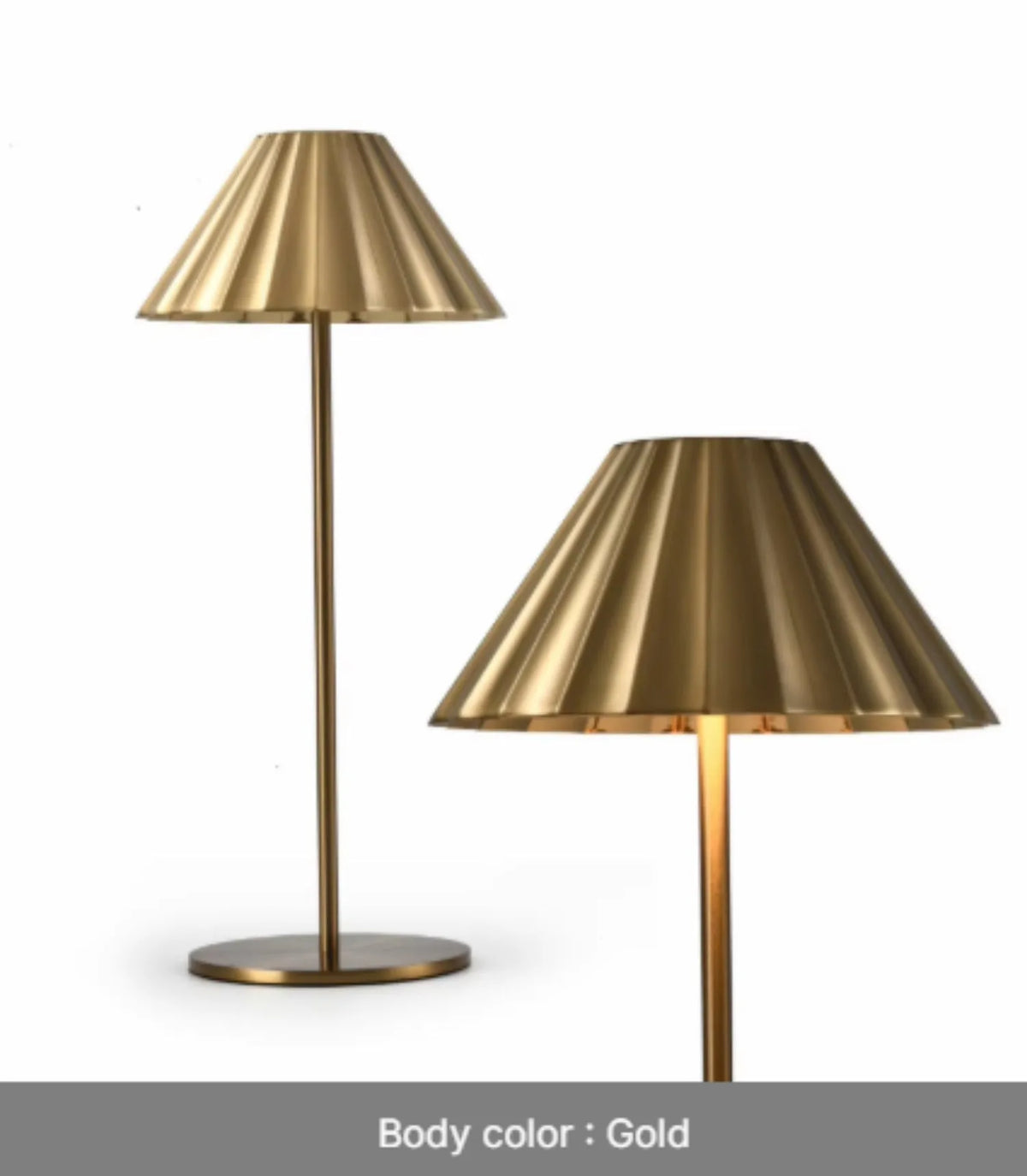 Alloy desk lamp in black finish with a touch-sensitive base for dimming control.