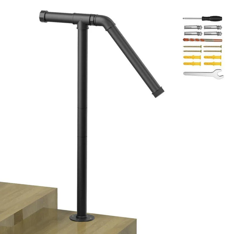 Black metal ladder support bracket in American minimalist style design