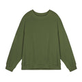 Men's loose fit twill Jacquard pullover sweater in army green, shown on a model.