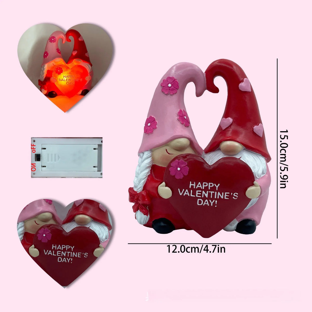 Luminous Love Dwarf resin ornament in modern simplicity style, one resin lamp piece