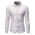 Men's casual shirt with metal bronzing digital print in cardigan style showing colour options