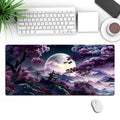 Gaming mouse pad with 05 pattern, precision lock edge, on a desk with keyboard and mouse.