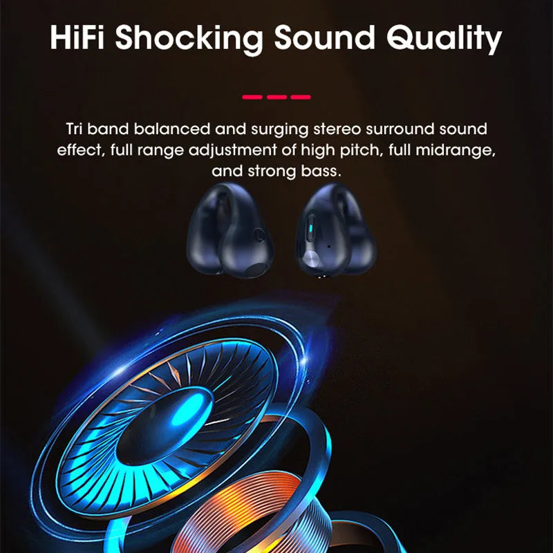 Q80 bone conduction Bluetooth headset ear clip in black with power display