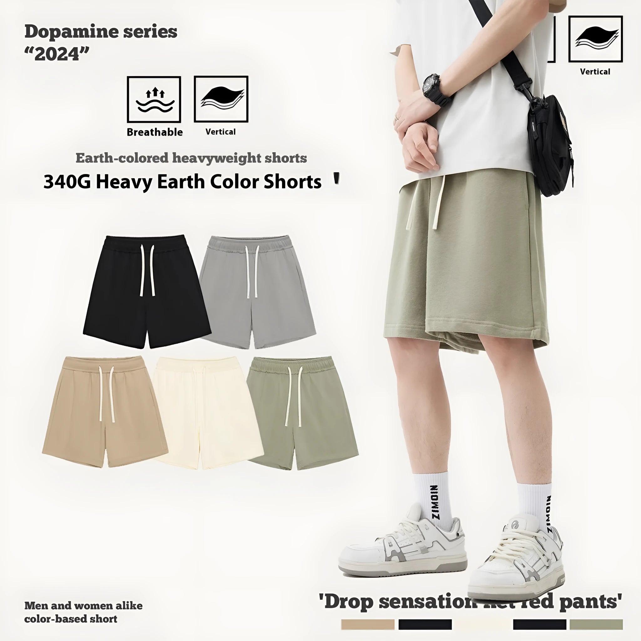 Children's loose fit cotton denim shorts in charcoal grey, cream apricot, khaki, grey green, and black colours