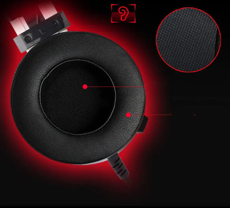 Black wired computer gaming headset with a long cable and a 3.5mm audio jack plug