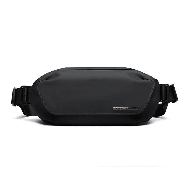 Black men's messenger bag made from Oxford cloth with cross-body strap and street trend design