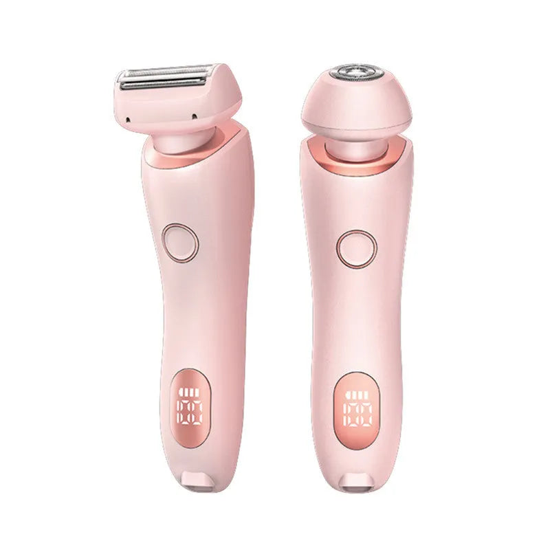 2 in 1 women's electric shaver with square foil and round rotating heads, USB rechargeable, pink colour