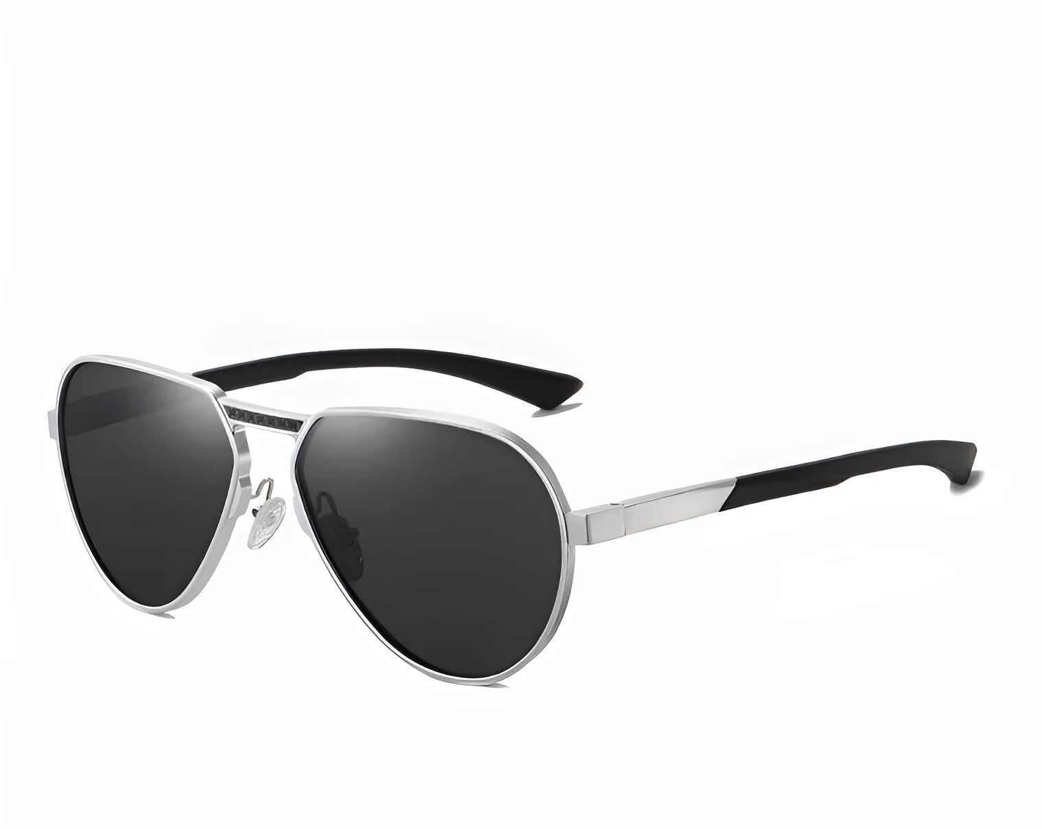 Aluminium-magnesium alloy polarised sunglasses with TAC lens, black frame with grey film