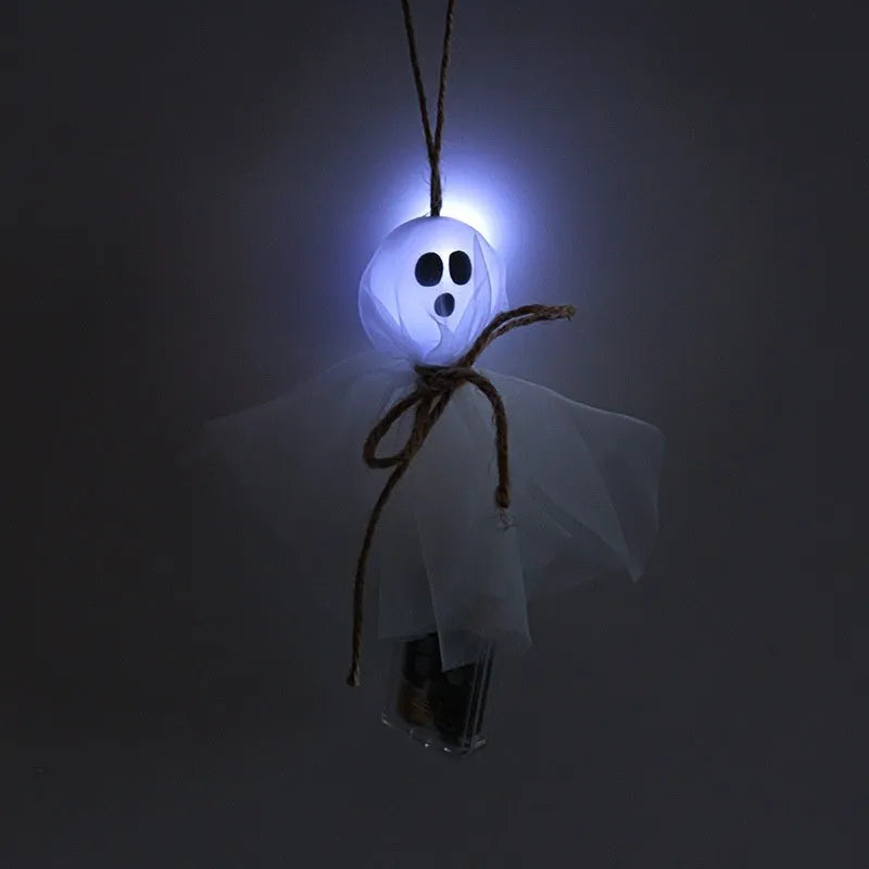 Halloween LED lighting chain with colourful ghost-shaped lamp beads for haunted venue decoration