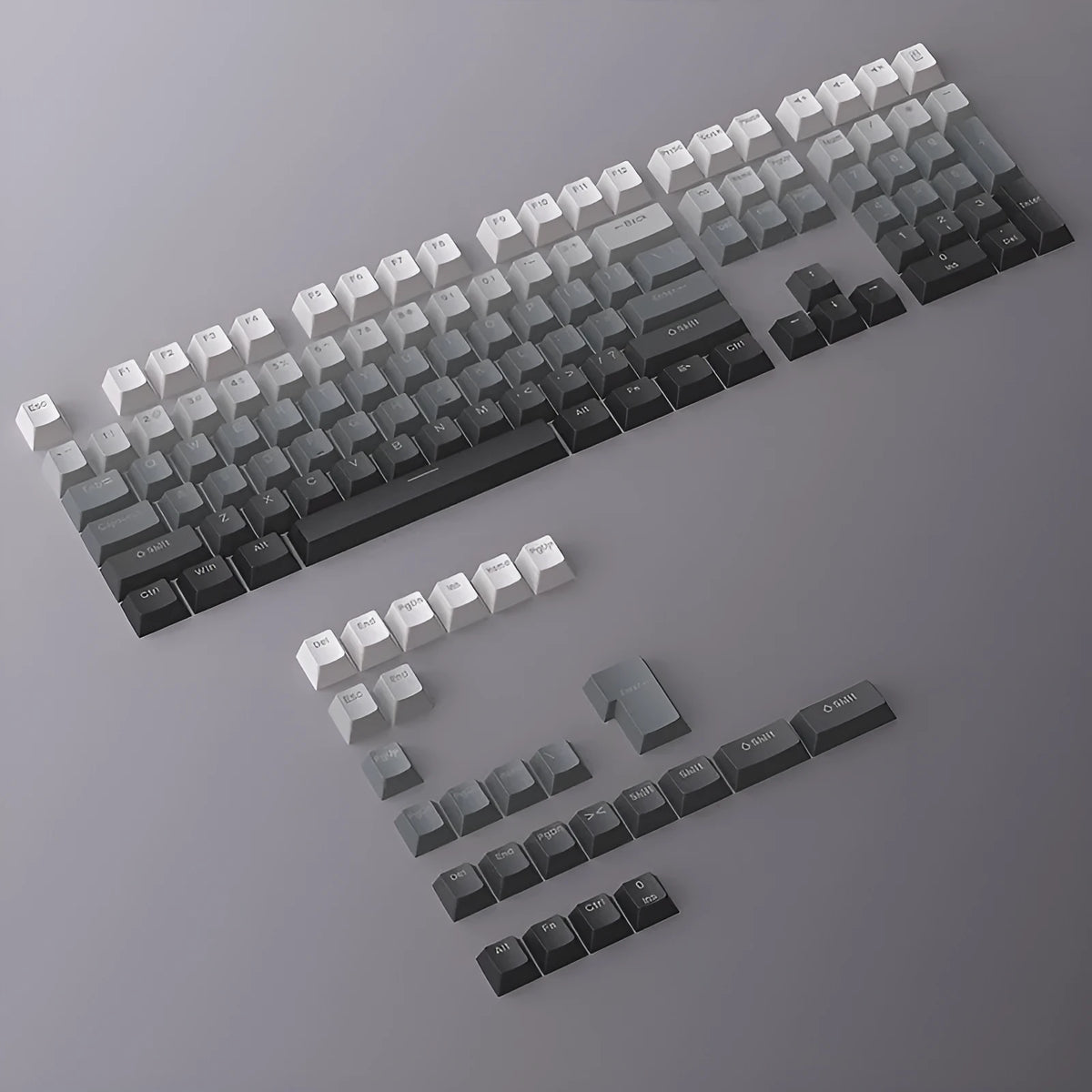 Polar Day Gradient engraved luminous PBT key cap set, double injection moulded, 290 x 160 x 30mm
