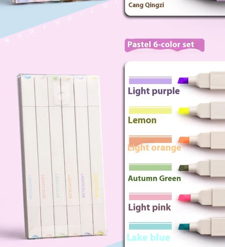 Double-headed fluorescent marking pens in Salt or Sweet colour series showing two-tip design
