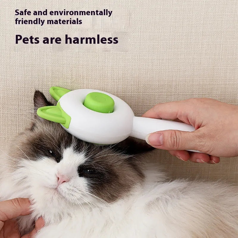 Greenish white self-cleaning pet grooming comb with stainless steel teeth for cats and dogs