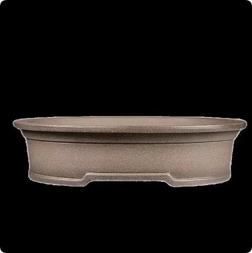 Handmade purple sand ceramic antique oval bonsai pot for succulents, 25cm long.