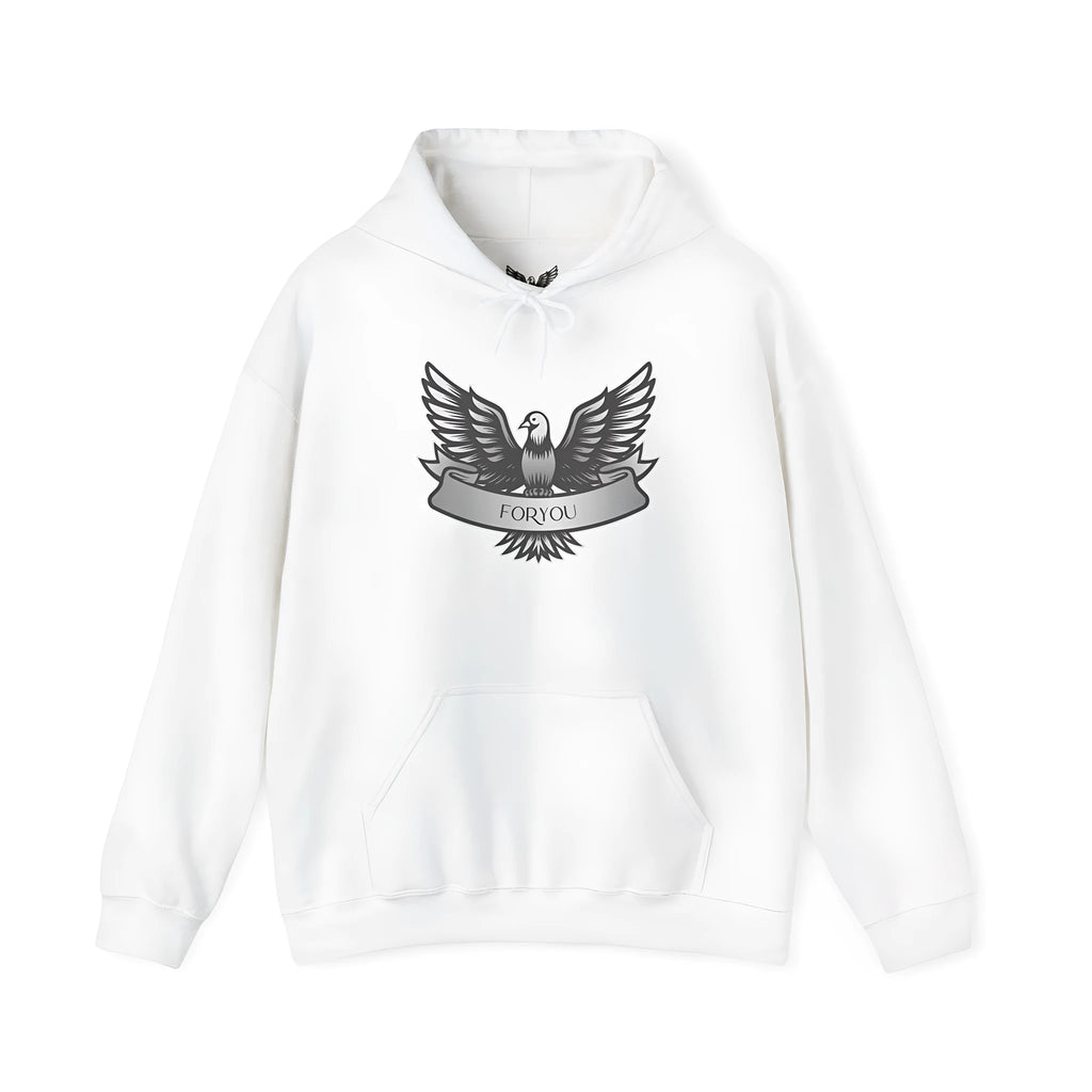 Solid colour cotton blend pullover hoodie with hood and long sleeves