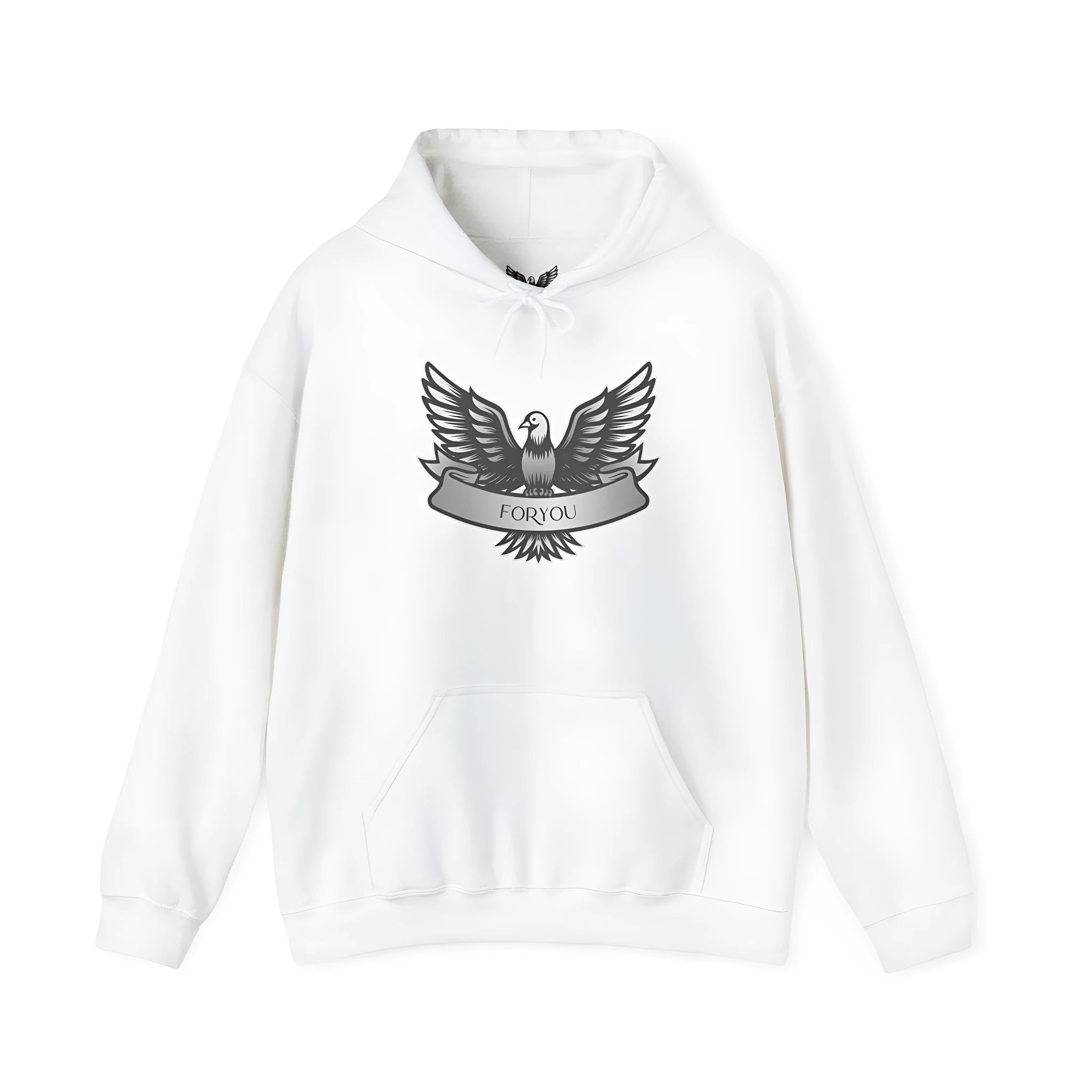 Solid colour cotton blend pullover hoodie with hood and long sleeves