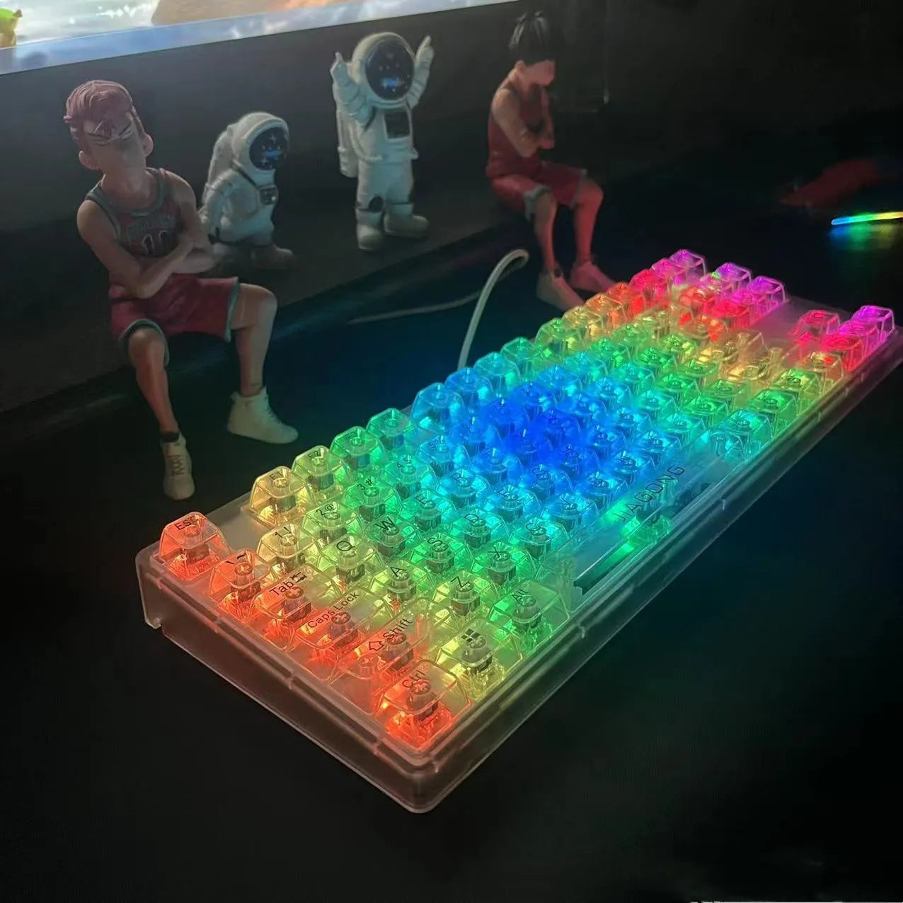 132 transparent plastic key caps for mechanical keyboard replacement and backlight enhancement