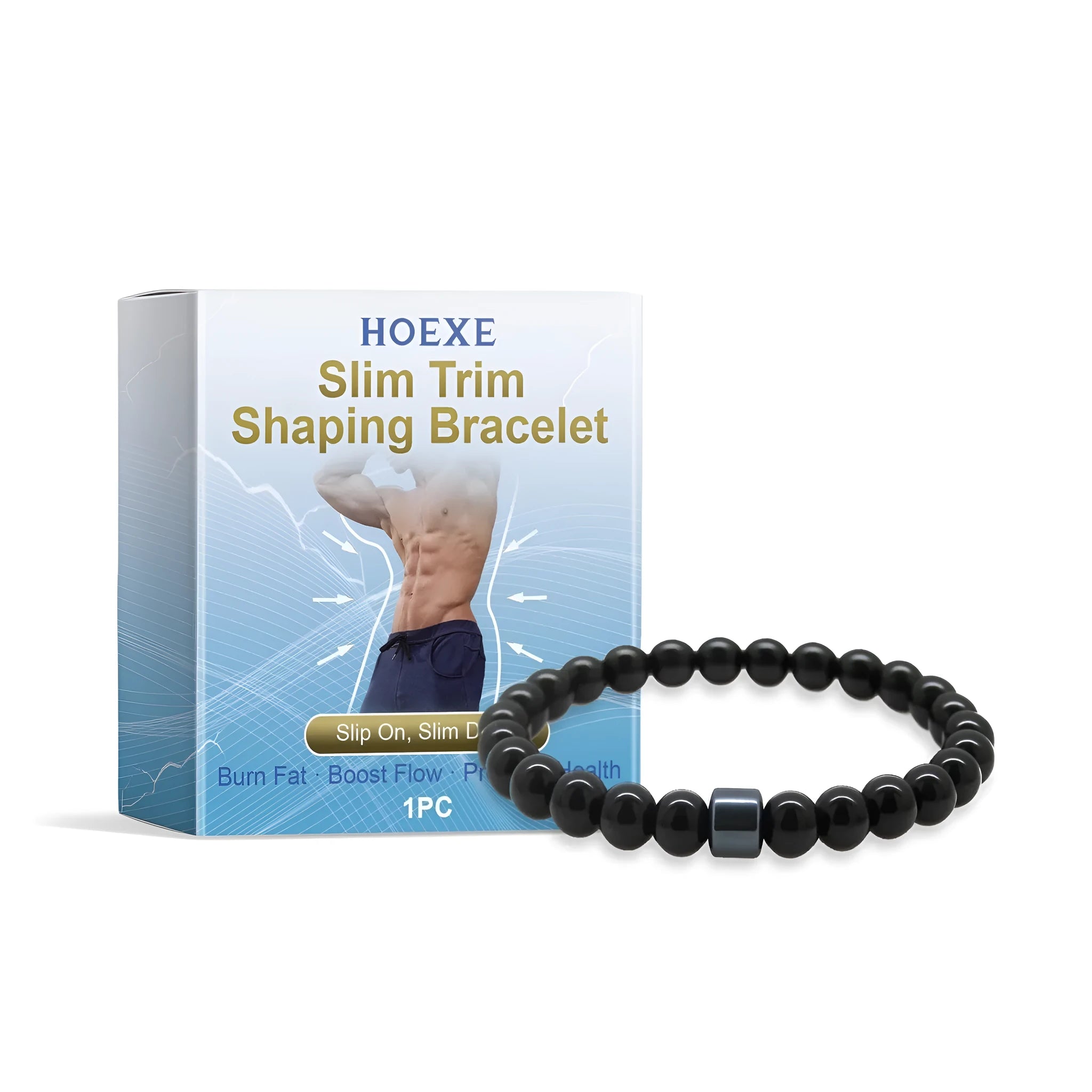 Men's glass wristband with black gallstone shaping accessory showing transparent and dark stone elements