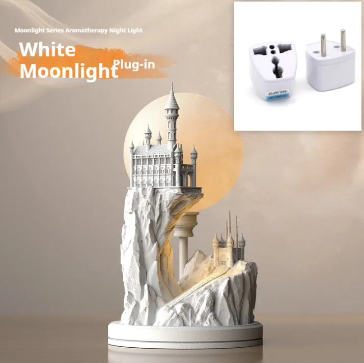 White composite gypsum table lamp with wire control switch for bedroom bedside use