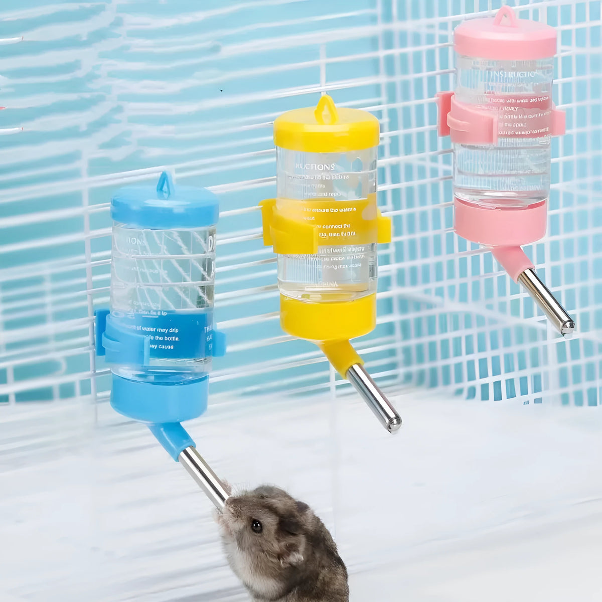 Plastic ball kettle water feeder for small pets in green, yellow, pink, white or sky blue