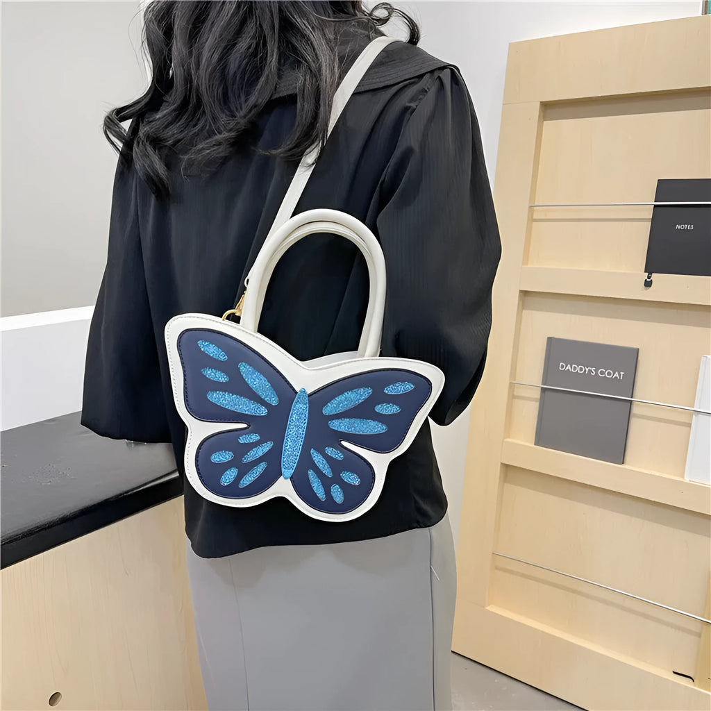 Square ladies' crossbody bag in PU leather with contrast colour detailing