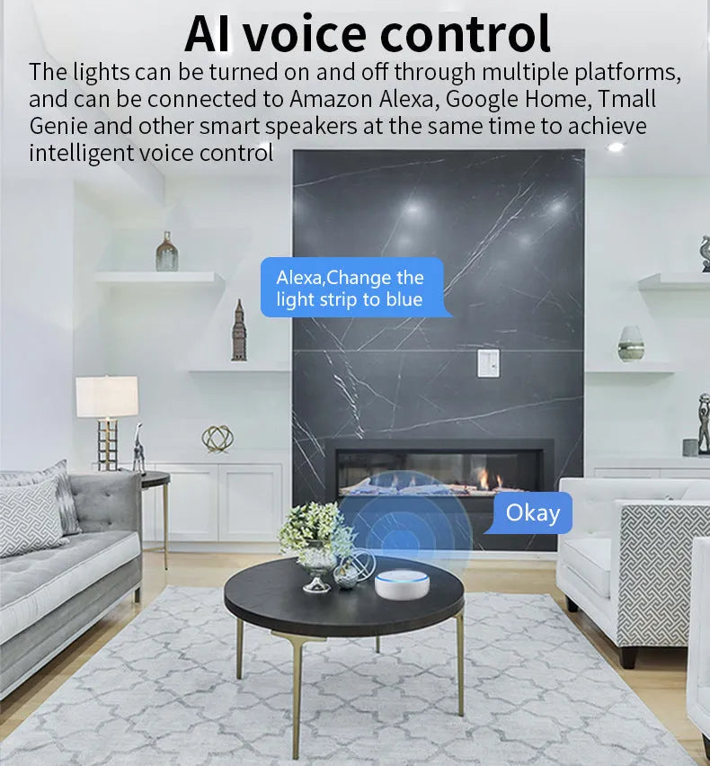 Smart RGBCCT 5W GU10 spotlight with wifi and voice control in 50x55mm compact size