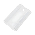 Double-sided plastic flea comb for pets showing dense teeth and compact size